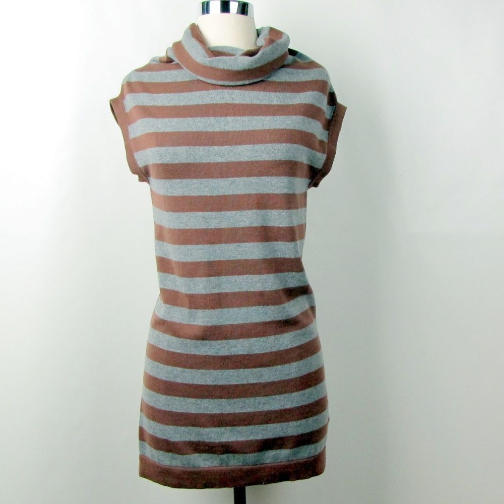 Arizona Cotton Grey & Brown Stripe Sweater Tunic L